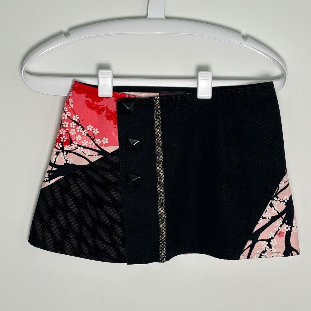 Vintage Custo Barcelona Graphic Cherry Blossom Mini Skirt